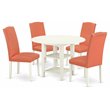 Pemberly Row 5-Piece Wood Dining Set in Linen White and Pink Flamingo