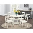 Pemberly Row 5-Piece Round Wood Dining Set in Linen White Finish