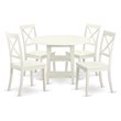 Pemberly Row 5-Piece Round Wood Dining Set in Linen White Finish