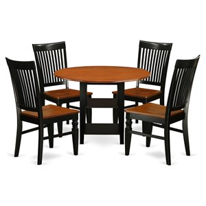 Pemberly Row 5-Piece Wooden Dining Set in Black & Cherry Finish