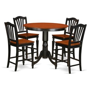 Pemberly Row 5-Piece Wood Dining Room Set in Black and Cherry Finish