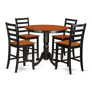 Pemberly Row 5-Piece Wood Kitchen Set in Black and Cherry Finish