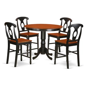 Pemberly Row 5-Piece Counter Height Dining Set in Black/Cherry Finish