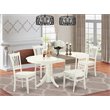 Pemberly Row 5-Piece Oval Dining Set in Linen White with Wooden Chairs