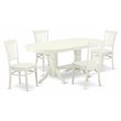 Pemberly Row 5-Piece Oval Dining Set in Linen White with Wooden Chairs