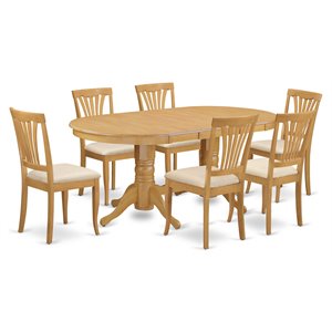 Pemberly Row 7-Piece Wood Dining Table Set with Oak Double Pedestal Base