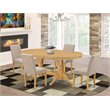 Pemberly Row 5-Piece Hardwood Dining Set with Oval Table and Chairs in Oak