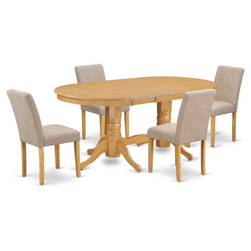 Pemberly Row 5-Piece Hardwood Dining Set with Oval Table and Chairs in Oak