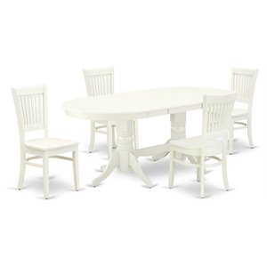 Pemberly Row 5-Piece Solid Wood Oval Dining Table Set in Linen White