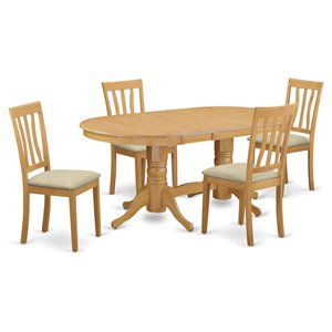 Pemberly Row 5-Piece Wood Dinette Set with Butterfly Leaf in Oak