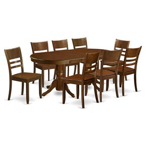 Pemberly Row 9-Piece Wood Dining Set with Ladder Back Chairs in Espresso