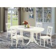 Pemberly Row 5-Piece Asian Hardwood Dining Set in Linen White and Gray