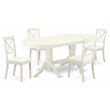 Pemberly Row 5-Piece Asian Hardwood Dining Set in Linen White and Gray
