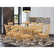 Pemberly Row 9-Piece Wood Dining Table Set with Oval Table in Oak