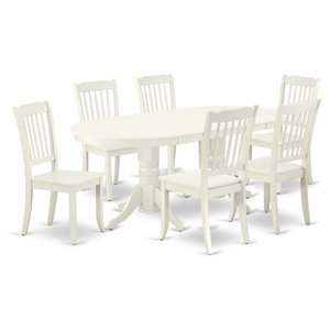 Pemberly Row 7-Piece Wood Dining Set with Butterfly Leaf in Linen White
