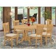 Pemberly Row 7-Piece Wood Dining Set with Oval Table in Oak Finish