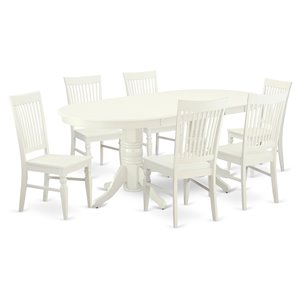 Pemberly Row 7-Piece Dining Set with Butterfly Leaf in Linen White