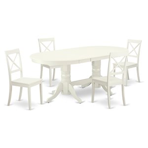 Pemberly Row 5-Piece Wood Dining Set with Butterfly Leaf in Linen White
