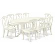 Pemberly Row 9-Piece Oval Dining Set with Wooden Chairs in Linen White