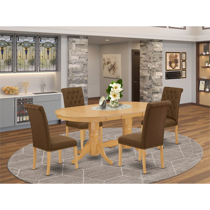Pemberly Row 5-Piece Wood Dining Set in Oak and Dark Coffee Finish
