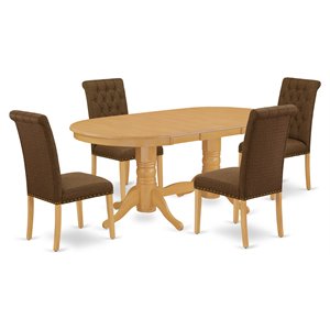 Pemberly Row 5-Piece Wood Dining Set in Oak and Dark Coffee Finish
