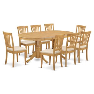 Pemberly Row 9-Piece Wood Dining Table Set in Oak with Butterfly Leaf