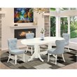 Pemberly Row 5-Piece Wood Dining Set in Linen White and Baby Blue