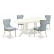 Pemberly Row 5-Piece Wood Dining Set in Linen White and Baby Blue