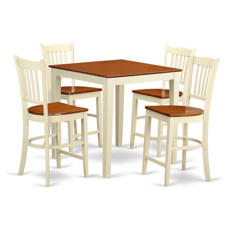 Pemberly Row 5-Piece Counter Height Dining Set in Buttermilk/Cherry
