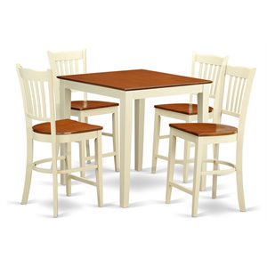 Pemberly Row 5-Piece Counter Height Dining Set in Buttermilk/Cherry