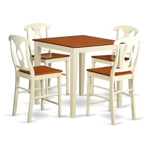 Pemberly Row 5-Piece Counter Height Dining Set in Buttermilk & Cherry