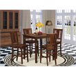 Pemberly Row 5-Piece Wood Dining Table with Wood Seat Chairs in Mahogany