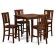 Pemberly Row 5-Piece Wood Dining Table with Wood Seat Chairs in Mahogany
