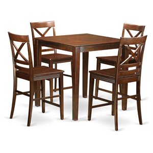 Pemberly Row 5-Piece Wood Counter Height Dining Set with X-Back Chairs