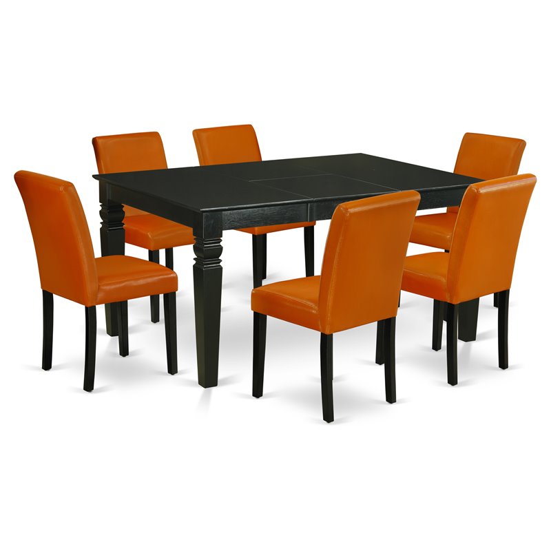 Pemberly Row 7-Piece Wood Dining Set with Black and Baked Bean Finish