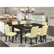Pemberly Row 7-Piece Dining Set with PU Leather Chairs in Black/Eggnog