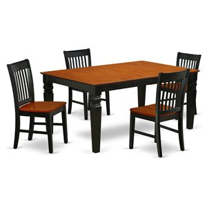 Pemberly Row 5-Piece Black/Cherry Dining Set with Table and Chairs