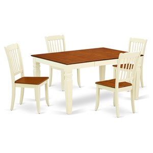 Pemberly Row 5-Piece Wood Dining Set in Buttermilk & Cherry Finish