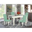 Pemberly Row 5-Piece Wood Dining Set in Linen White and Pond Finish