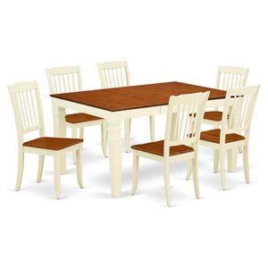 Pemberly Row 7-Piece Wood Dining Table Set in Buttermilk and Cherry