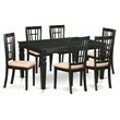 Pemberly Row 7-Piece Wood Dining Set with Black Finish and Butterfly Leaf