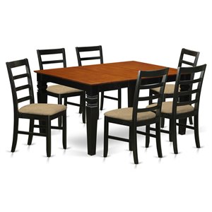 Pemberly Row 7-Piece Dining Set with Fabric Seats in Black and Cherry