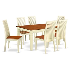 Pemberly Row 7-Piece Dining Table and Chair Set in Buttermilk and Cherry