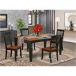 Pemberly Row 5-Piece Wood Dining Set with Slatted Chairs in Black & Cherry