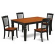Pemberly Row 5-Piece Wood Dining Set with Slatted Chairs in Black & Cherry