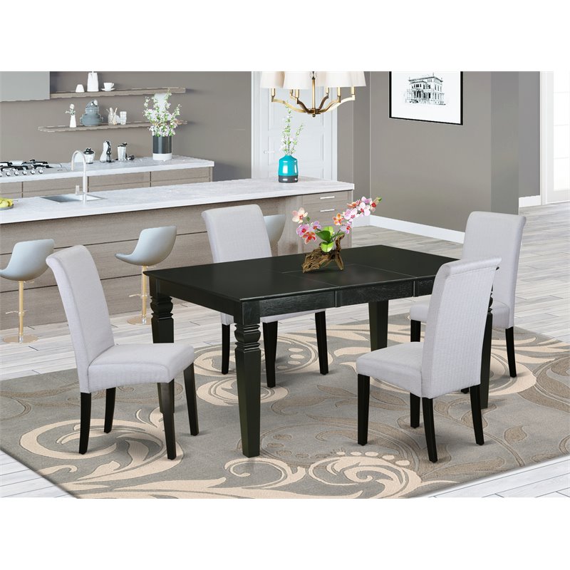 Pemberly Row 5-Piece Wood Dining Set in Black and Grayish Blue