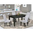 Pemberly Row 5-Piece Wood Dining Set in Black and Grayish Blue