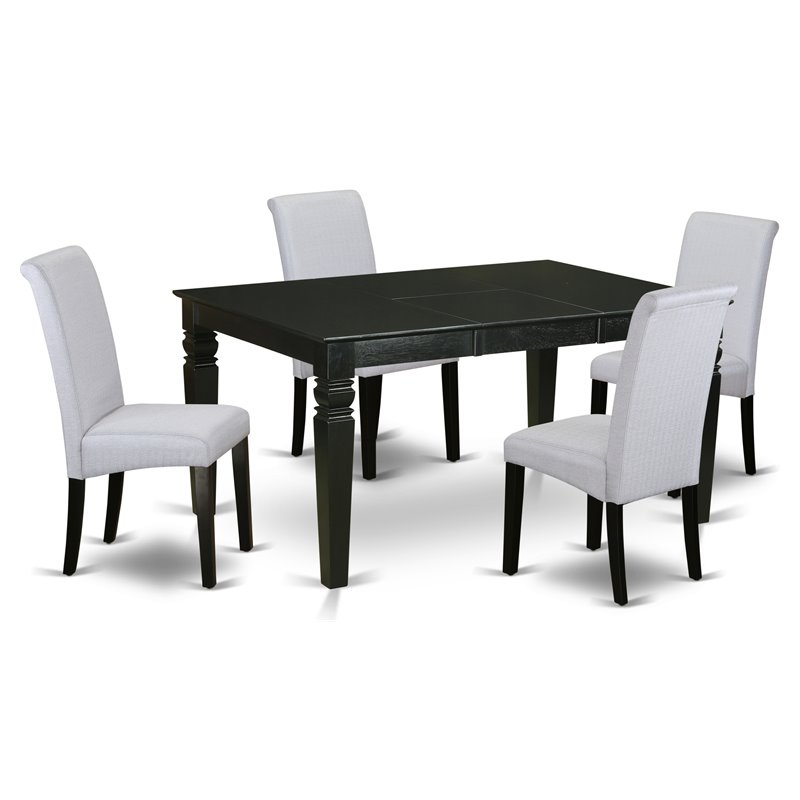 Pemberly Row 5-Piece Wood Dining Set in Black and Grayish Blue