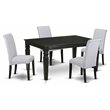 Pemberly Row 5-Piece Wood Dining Set in Black and Grayish Blue