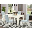 Pemberly Row 5-Piece Wood Dining Set in Linen White and Baby Blue Finish